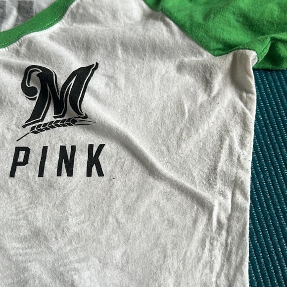 Victoria’s Secret Pink MLB Milwaukee Brewers T-Shirt Bundle Sequin Bling Green L - Picture 13 of 15